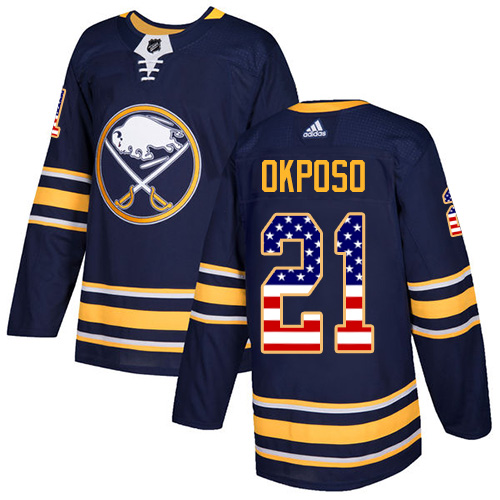 Adidas Sabres #21 Kyle Okposo Navy Blue Home Authentic USA Flag Stitched NHL Jersey
